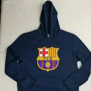 FCBarcelona Men's Navy Large Long Sleeve Hoodie